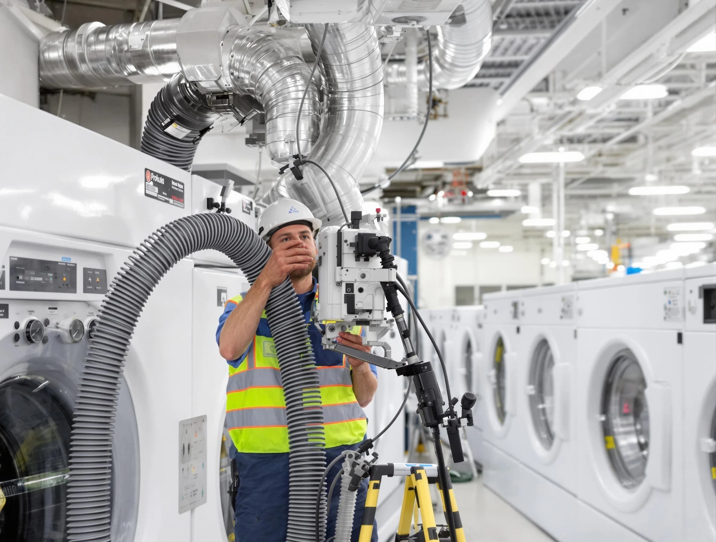 Morgan Dryer Vent Cleaning team performing commercial-grade dryer vent cleaning at a business facility in Morgan