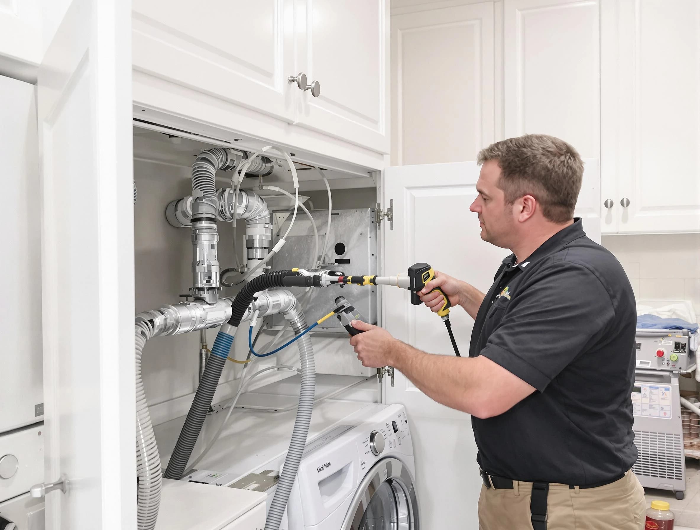 Morgan Dryer Vent Cleaning professional removing severe blockage from a clogged dryer vent in Morgan