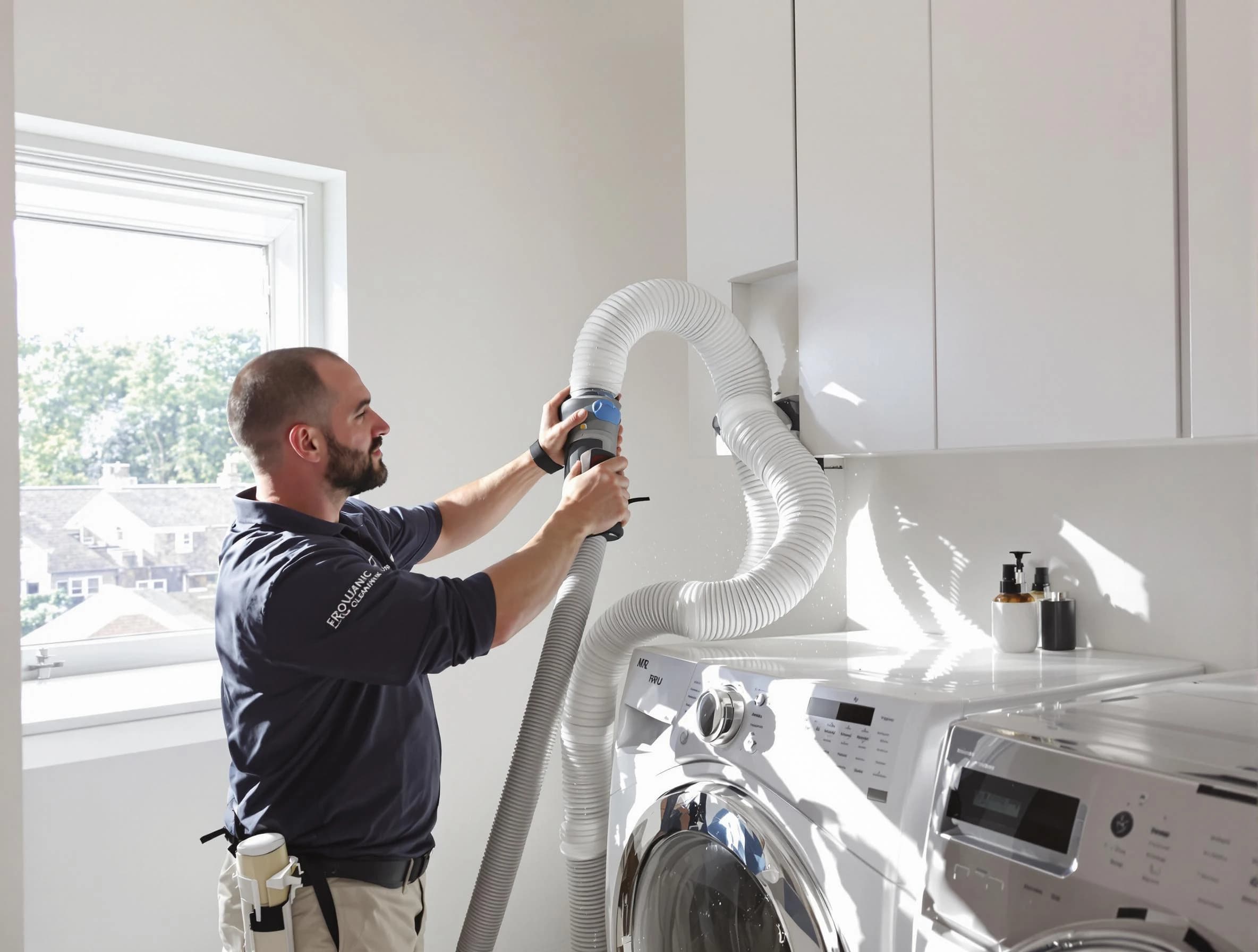 Certified Morgan Dryer Vent Cleaning technician performing dryer vent cleaning in Morgan