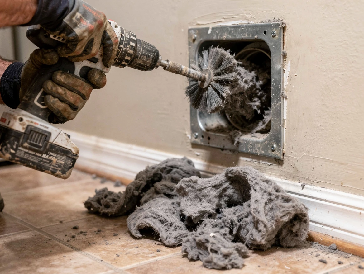Certified Morgan Dryer Vent Cleaning technician performing dryer vent cleaning in Morgan